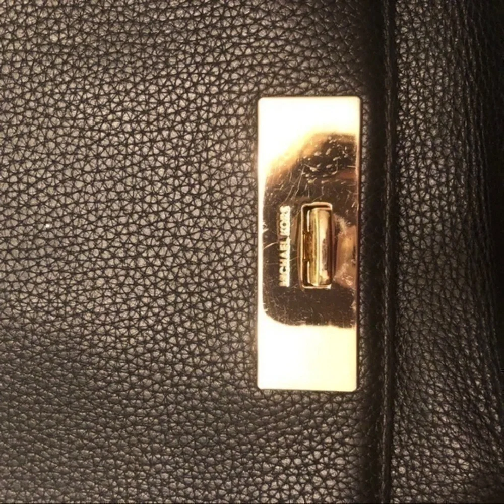 Michael kors black leather top handle bag